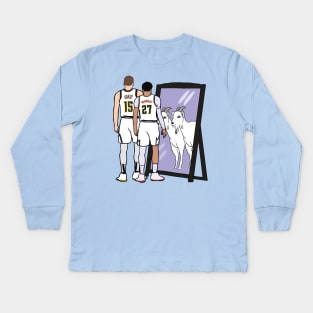 Nikola Jokic and Jamal Murray Mirror GOATs Kids Long Sleeve T-Shirt